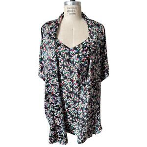 Laura Adams Floral Slip and Robe Set Size Small Vintage y2k Cottagecore